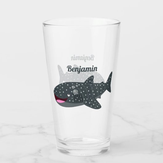 Schudwalvishaai blij met cartoon illustratie glas (Achterkant)