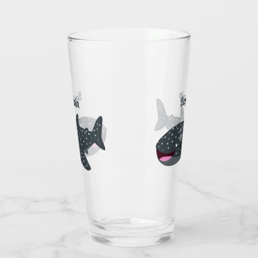 Schudwalvishaai blij met cartoon illustratie glas (Links)