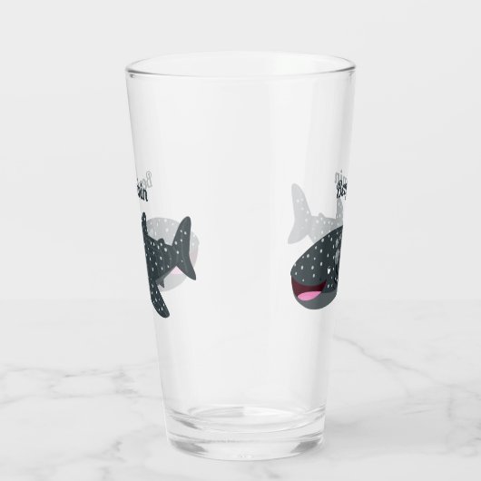 Schudwalvishaai blij met cartoon illustratie glas (Rechts)