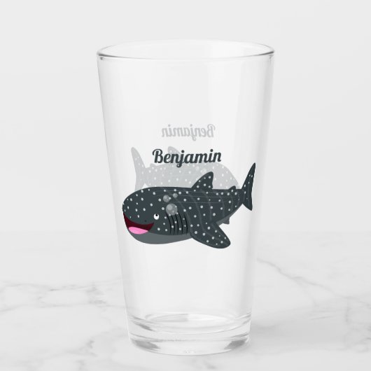 Schudwalvishaai blij met cartoon illustratie glas (Voorkant)