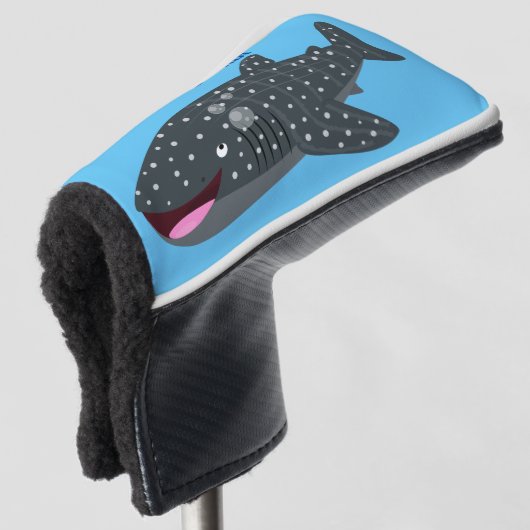 Schudwalvishaai blij met cartoon illustratie golfheadcover (3/4 voorkant)