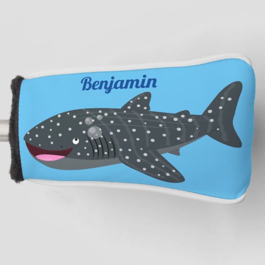 Schudwalvishaai blij met cartoon illustratie golfheadcover (Voorkant)