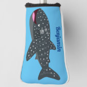 Schudwalvishaai blij met cartoon illustratie golfheadcover (Draai 90)