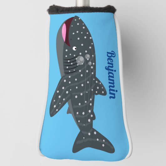 Schudwalvishaai blij met cartoon illustratie golfheadcover (Draai 90)