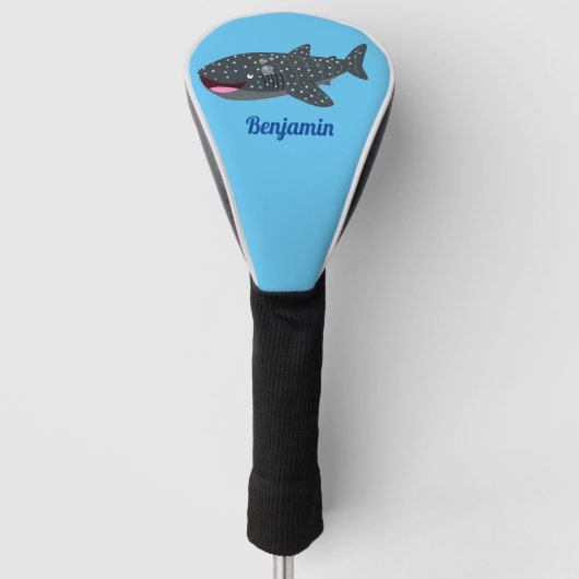Schudwalvishaai blij met cartoon illustratie golfheadcover (Voorkant)