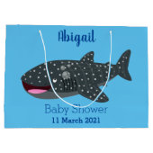 Schudwalvishaai blij met cartoon illustratie groot cadeauzakje (Achterkant)