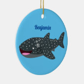 Schudwalvishaai blij met cartoon illustratie keramisch ornament (Rechts)