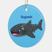 Schudwalvishaai blij met cartoon illustratie keramisch ornament (Links)