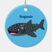 Schudwalvishaai blij met cartoon illustratie keramisch ornament (Achterkant)