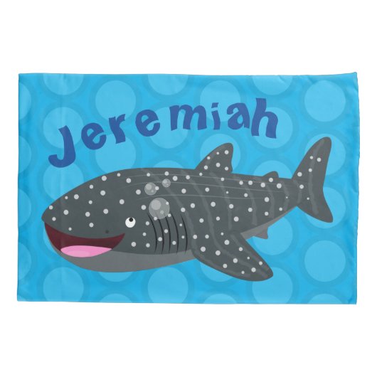 Schudwalvishaai blij met cartoon illustratie kussensloop (Achterkant)