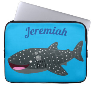 Schudwalvishaai blij met cartoon illustratie laptop sleeve