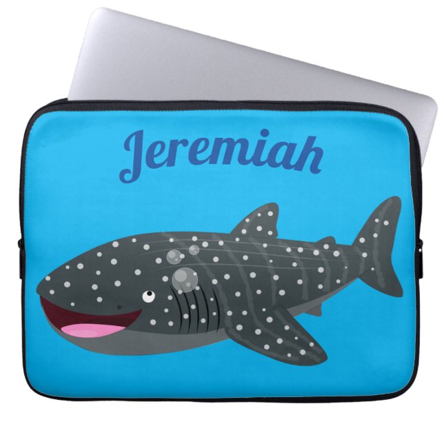 Schudwalvishaai blij met cartoon illustratie laptop sleeve (Voorkant)
