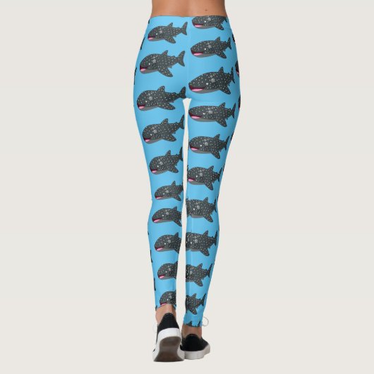 Schudwalvishaai blij met cartoon illustratie leggings (Achterkant)