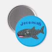 Schudwalvishaai blij met cartoon illustratie magneet (Voorkant / Achterkant)