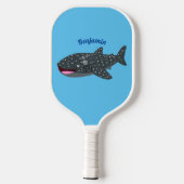 Schudwalvishaai blij met cartoon illustratie pickleball paddle (Achterkant)