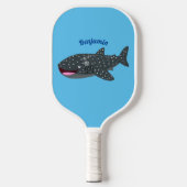 Schudwalvishaai blij met cartoon illustratie pickleball paddle (Voorkant)
