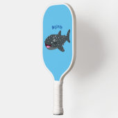 Schudwalvishaai blij met cartoon illustratie pickleball paddle (Links)