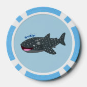 Schudwalvishaai blij met cartoon illustratie poker chips (Achterkant)