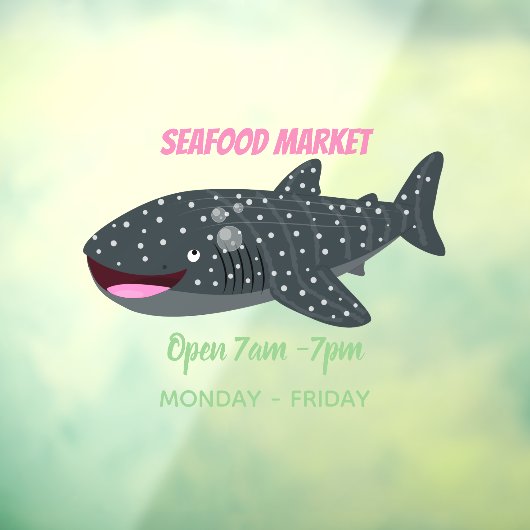 Schudwalvishaai blij met cartoon illustratie raamsticker (Vel 3)