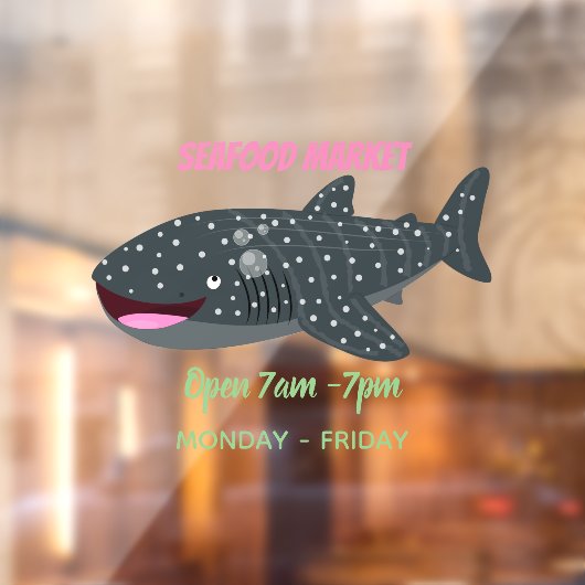 Schudwalvishaai blij met cartoon illustratie raamsticker (Vel 2)