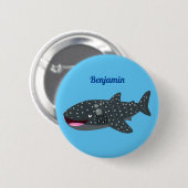 Schudwalvishaai blij met cartoon illustratie ronde button 5,7 cm (Voorkant /achterkant)