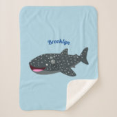 Schudwalvishaai blij met cartoon illustratie sherpa deken (Voorkant)