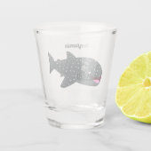 Schudwalvishaai blij met cartoon illustratie shot glas (Achterkant)