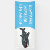 Schudwalvishaai blij met cartoon illustratie spandoek (Verticaal)