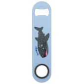 Schudwalvishaai blij met cartoon illustratie speed flessenopener (Achterkant)