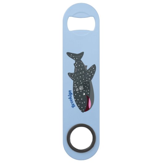 Schudwalvishaai blij met cartoon illustratie speed flessenopener (Voorkant)