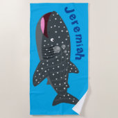 Schudwalvishaai blij met cartoon illustratie strandlaken (Voorkant)