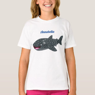 Schudwalvishaai blij met cartoon illustratie t-shirt
