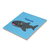 Schudwalvishaai blij met cartoon illustratie tegeltje (Zijkant)