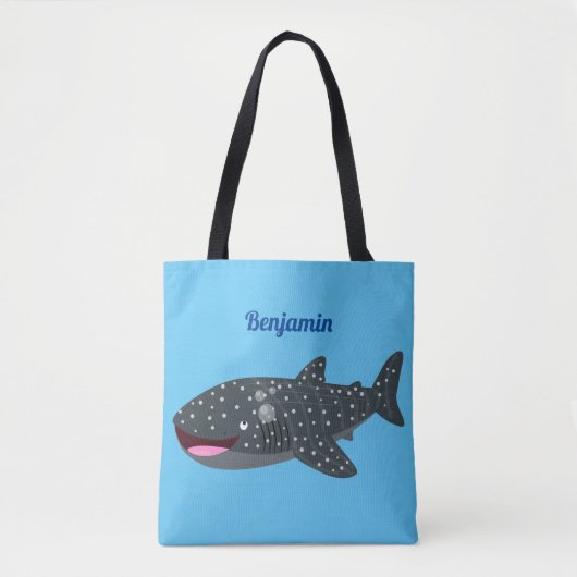 Schudwalvishaai blij met cartoon illustratie tote bag (Voorkant)