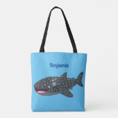 Schudwalvishaai blij met cartoon illustratie tote bag (Achterkant)