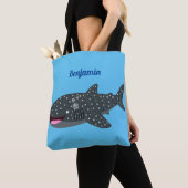 Schudwalvishaai blij met cartoon illustratie tote bag (Dichtbij)