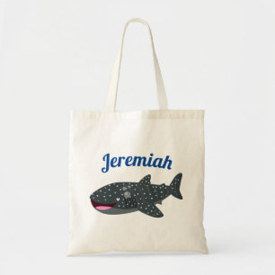 Schudwalvishaai blij met cartoon illustratie tote bag