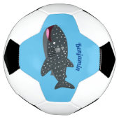 Schudwalvishaai blij met cartoon illustratie voetbal (Gedraaid)