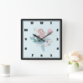 Schudzeemeermin die een dolfijn onder het Zee gooi Vierkante Klok (Huis)