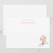 Schuffelmeisje doucht warme luchtballon roze  notitiekaartje (Voorkant / Achterkant)