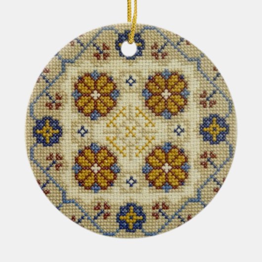 Schuffkruissteek met kerstversiering keramisch ornament (Voorkant)