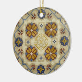 Schuffkruissteek met kerstversiering keramisch ornament (Links)