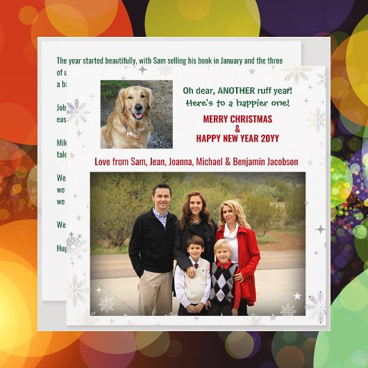 Schufjaar Funny Pet Dog Foto Xmas Letter Feestdagenkaart