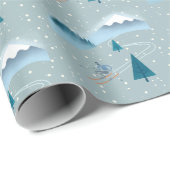 Schuier op bergafwaarts met Snowflake-achtergrond Cadeaupapier (Rol Hoek)