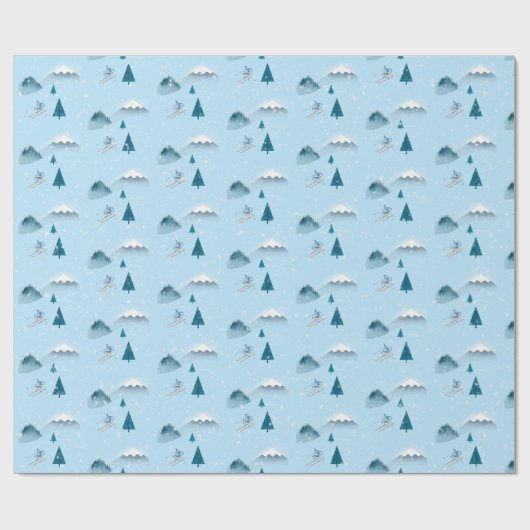 Schuier op blauw met sneeuwvlokken cadeaupapier (Vlak)