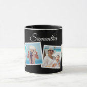 Schuif 4 Foto Collage Persoonlijk Zwart Mok (Midden)