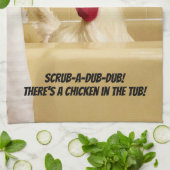 Schuif-a-dub-dub! Er zit een kip in de buik. Theedoek (Gevouwen)