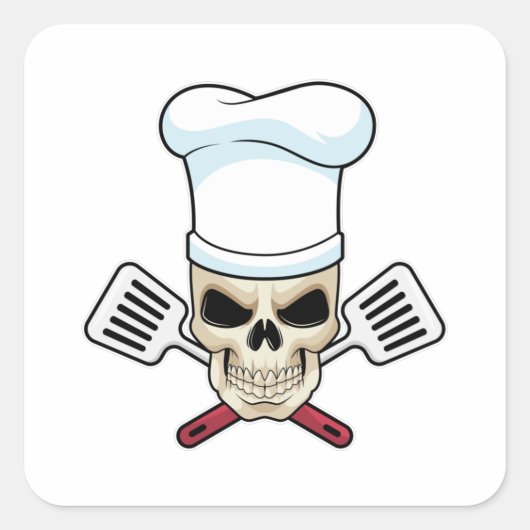 Schuif als koken met pet voor koken vierkante sticker (Voorkant)