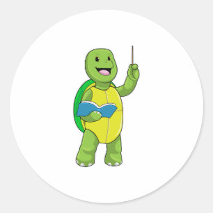 Schuif als leraar met boek en wijzer ronde sticker