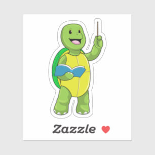 Schuif als leraar met boek en wijzer sticker